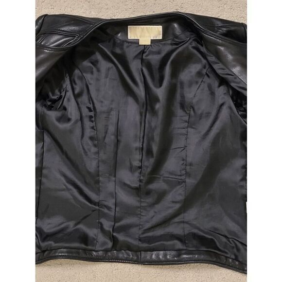 MICHAEL KORS Black Genuine Leather Moto Biker Jacket Zip Up SIZE S MSRP $595 - Picture 4 of 14